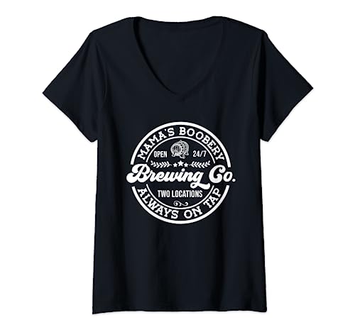 Damen Mama's Boobery Brewing Co Lustiges Stillen für neue Mutter T-Shirt mit V-Ausschnitt Damen Mama's Boobery Brewing Co Lustiges Stillen für neue Mutter T-Shirt mit V-Ausschnitt von Funny Gifts Nursing Mom Milk Pumper Newborn Mom