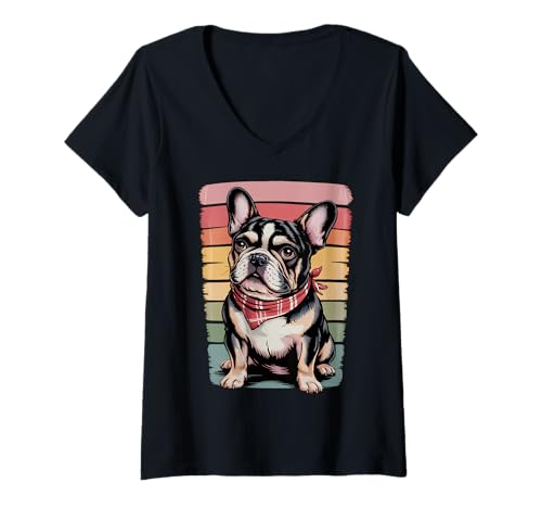 Damen Lustiges Geschenk für Hundeliebhaber im Retro-Stil T-Shirt mit V-Ausschnitt Damen Lustiges Geschenk für Hundeliebhaber im Retro-Stil T-Shirt mit V-Ausschnitt von Funny Gifts for Frenchie Lovers