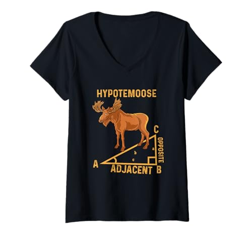 Damen Hypotemoose Elch Lover Math Teacher Funny Mathemathics T-Shirt mit V-Ausschnitt von Funny Gifts for Mathematicians