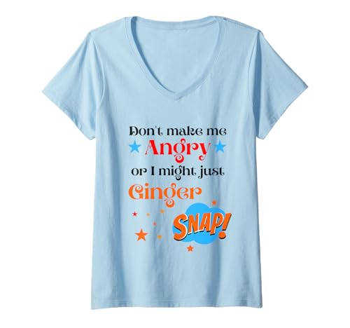 Damen Shirts for Red Heads Ginger Snap Hair Rotköpfiges Kinderhemd T-Shirt mit V-Ausschnitt von Funny Gifts for Red Heads Ginger Haired Gift Tee