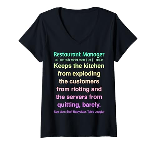 Damen Restaurantmanager T-Shirt mit V-Ausschnitt von Funny Gifts & Tees for Restaurant Managers
