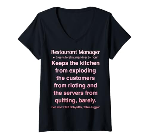 Damen Restaurantmanager T-Shirt mit V-Ausschnitt von Funny Gifts & Tees for Restaurant Managers
