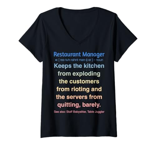 Damen Restaurantmanager T-Shirt mit V-Ausschnitt von Funny Gifts & Tees for Restaurant Managers