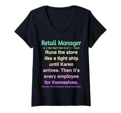 Damen Einzelhandelsleiter T-Shirt mit V-Ausschnitt Damen Einzelhandelsleiter T-Shirt mit V-Ausschnitt von Funny Gifts & Tees for Retail Managers