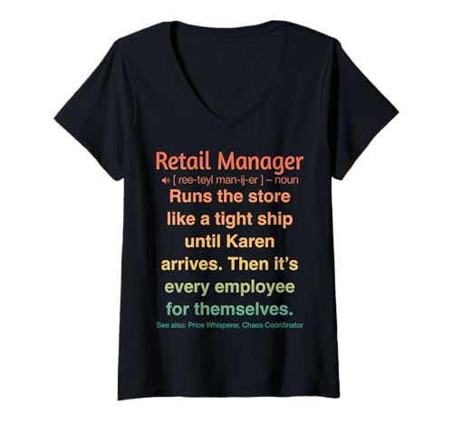 Damen Einzelhandelsleiter T-Shirt mit V-Ausschnitt Damen Einzelhandelsleiter T-Shirt mit V-Ausschnitt von Funny Gifts & Tees for Retail Managers