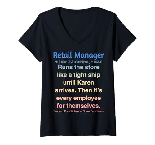 Damen Einzelhandelsleiter T-Shirt mit V-Ausschnitt Damen Einzelhandelsleiter T-Shirt mit V-Ausschnitt von Funny Gifts & Tees for Retail Managers
