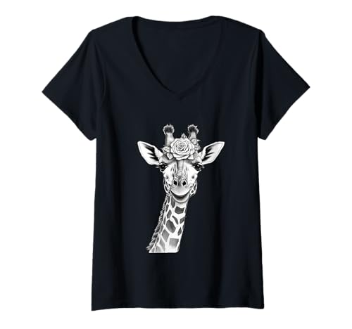Damen Funny Summer Giraffe animal Zoo and Safari T-Shirt mit V-Ausschnitt Damen Funny Summer Giraffe animal Zoo and Safari T-Shirt mit V-Ausschnitt von Funny Giraffe Animal Zoo Safari