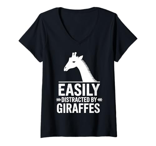 Damen Abgelenkt von Giraffen, lustige Giraffe T-Shirt mit V-Ausschnitt Damen Abgelenkt von Giraffen, lustige Giraffe T-Shirt mit V-Ausschnitt von Funny Giraffes Cool Giraffe Design