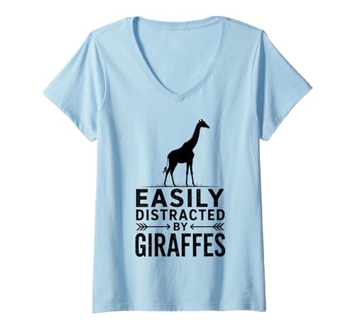 Damen Abgelenkt von Giraffen, lustige Giraffe T-Shirt mit V-Ausschnitt Damen Abgelenkt von Giraffen, lustige Giraffe T-Shirt mit V-Ausschnitt von Funny Giraffes Cool Giraffe Designs