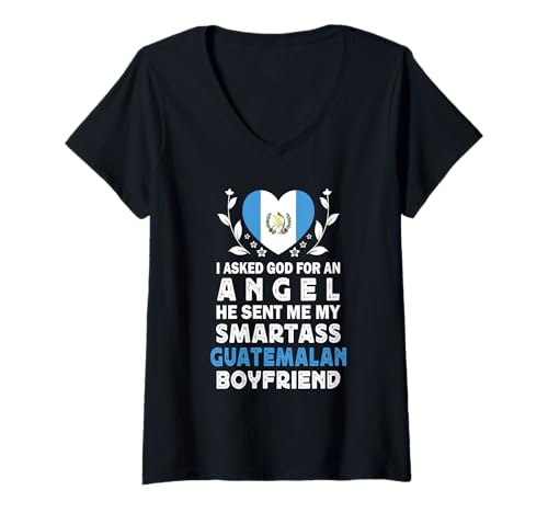 Damen Funny Smartass Guatemalan Boyfriend Guatemala Flag T-Shirt mit V-Ausschnitt Damen Funny Smartass Guatemalan Boyfriend Guatemala Flag T-Shirt mit V-Ausschnitt von Funny Girlfriend Boyfriend Novelty Tops 2