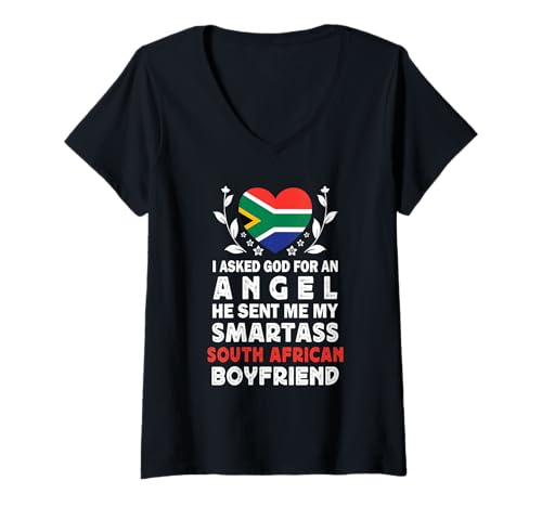Damen Funny Smartass South African Boyfriend South Africa Flag T-Shirt mit V-Ausschnitt Damen Funny Smartass South African Boyfriend South Africa Flag T-Shirt mit V-Ausschnitt von Funny Girlfriend Boyfriend Novelty Tops 2
