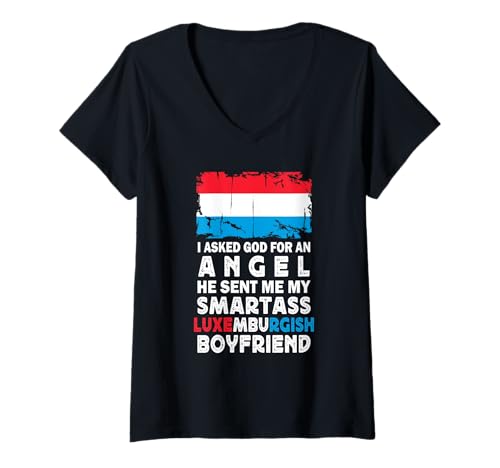 Damen Funny Smartass Luxembourgish Boyfriend Luxembourg Flag T-Shirt mit V-Ausschnitt Damen Funny Smartass Luxembourgish Boyfriend Luxembourg Flag T-Shirt mit V-Ausschnitt von Funny Girlfriend Boyfriend Novelty Tops ...