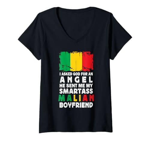 Damen Funny Smartass Malian Boyfriend Mali Flag T-Shirt mit V-Ausschnitt von Funny Girlfriend Boyfriend Novelty Tops ...