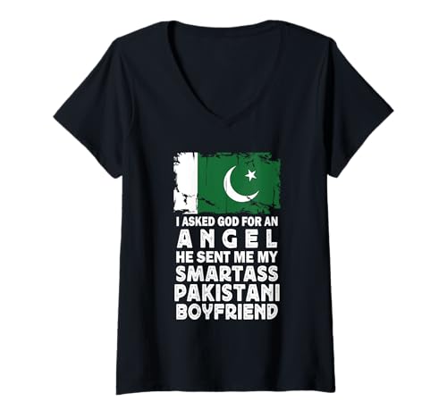 Damen Funny Smartass Pakistani Boyfriend Pakistan Flag T-Shirt mit V-Ausschnitt von Funny Girlfriend Boyfriend Novelty Tops ...