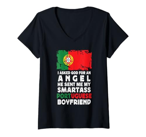 Damen Funny Smartass Portuguese Boyfriend Portugal Flag T-Shirt mit V-Ausschnitt Damen Funny Smartass Portuguese Boyfriend Portugal Flag T-Shirt mit V-Ausschnitt von Funny Girlfriend Boyfriend Novelty Tops ...