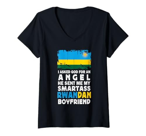 Damen Funny Smartass Rwandan Boyfriend Rwanda Flag T-Shirt mit V-Ausschnitt Damen Funny Smartass Rwandan Boyfriend Rwanda Flag T-Shirt mit V-Ausschnitt von Funny Girlfriend Boyfriend Novelty Tops ...