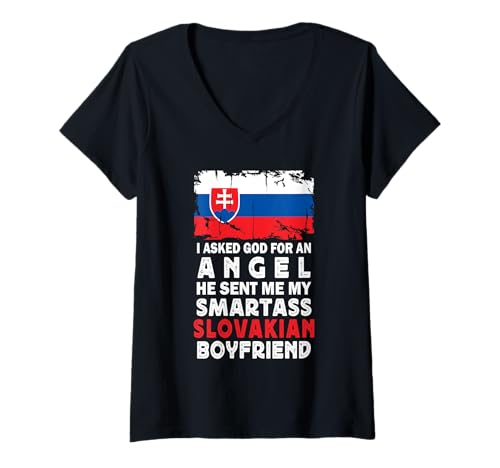 Damen Funny Smartass Slovakian Boyfriend Slovakia Flag T-Shirt mit V-Ausschnitt Damen Funny Smartass Slovakian Boyfriend Slovakia Flag T-Shirt mit V-Ausschnitt von Funny Girlfriend Boyfriend Novelty Tops ...