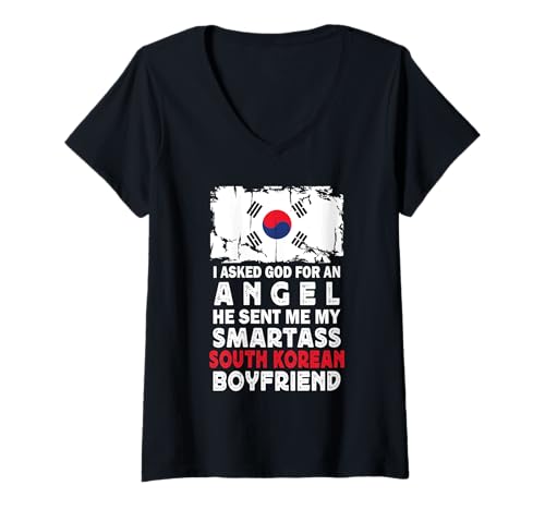 Damen Funny Smartass South Korean Boyfriend South Korea Flag T-Shirt mit V-Ausschnitt Damen Funny Smartass South Korean Boyfriend South Korea Flag T-Shirt mit V-Ausschnitt von Funny Girlfriend Boyfriend Novelty Tops ...
