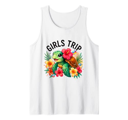 Urlaub mit süßen Schildkröten für Mädchen mit tropischen Blumen Tank Top Urlaub mit süßen Schildkröten für Mädchen mit tropischen Blumen Tank Top von Funny Girls Trip Group Vacation Outfit Turtle