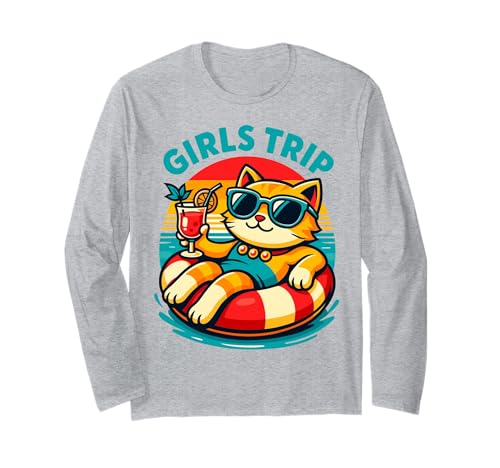 Lustige Katze Mädchen Reise Urlaub Langarmshirt Lustige Katze Mädchen Reise Urlaub Langarmshirt von Funny Girls Trip Tees Group Vacation Outfit