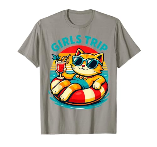Lustige Katze Mädchen Reise Urlaub T-Shirt Lustige Katze Mädchen Reise Urlaub T-Shirt von Funny Girls Trip Tees Group Vacation Outfit