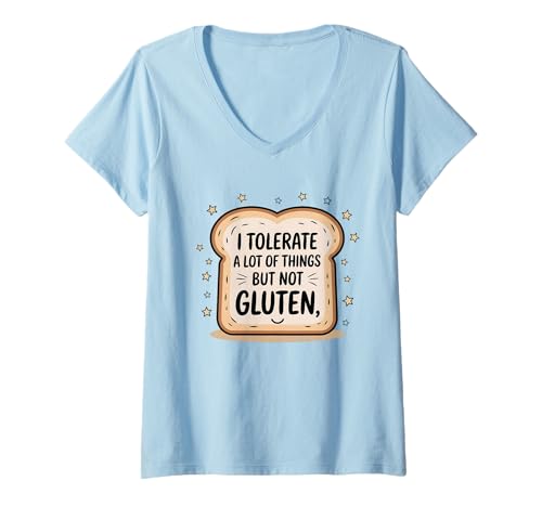 Damen I Tolerate Alot of Things But Not Gluten T-Shirt mit V-Ausschnitt Damen I Tolerate Alot of Things But Not Gluten T-Shirt mit V-Ausschnitt von Funny Gluten Free Celiac Awareness Humor