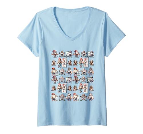 Damen Bodybuilder Gnomes For Gym Fitness Workout Exercise Training T-Shirt mit V-Ausschnitt von Funny Gnome Bodybuilding Gifts For The Gym Lover