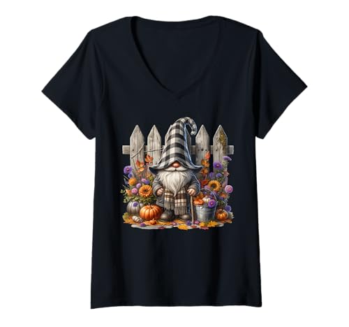 Damen Funny Fall GNOME Grandpa Graphic for Autumn Thanksgiving T-Shirt mit V-Ausschnitt Damen Funny Fall GNOME Grandpa Graphic for Autumn Thanksgiving T-Shirt mit V-Ausschnitt von Funny Gnomes And Fall Must Haves For Autumn Lover
