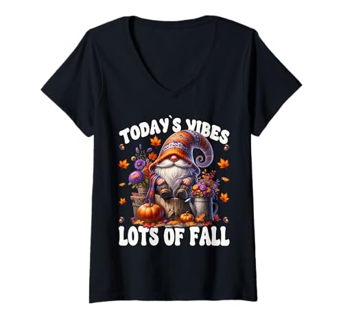 Damen Funny Fall Saying for Garden Mom with Autumn Leaves GNOME T-Shirt mit V-Ausschnitt Damen Funny Fall Saying for Garden Mom with Autumn Leaves GNOME T-Shirt mit V-Ausschnitt von Funny Gnomes And Fall Must Haves For Autumn Lover