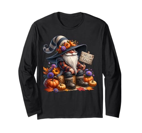 Funny Autumn GNOME Graphic for Women Men and Kids Hello Fall Langarmshirt von Funny Gnomes And Fall Must Haves For Autumn Lover