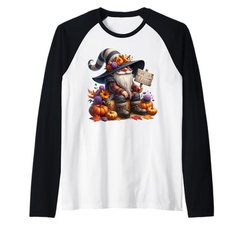Funny Autumn GNOME Graphic for Women Men and Kids Hello Fall Raglan Funny Autumn GNOME Graphic for Women Men and Kids Hello Fall Raglan von Funny Gnomes And Fall Must Haves For Autumn Lover