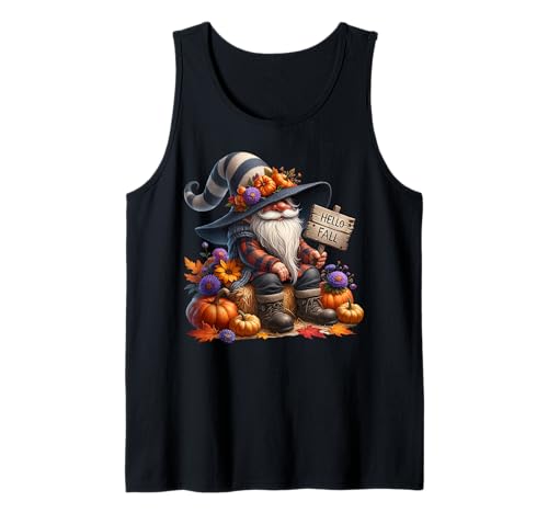 Funny Autumn GNOME Graphic for Women Men and Kids Hello Fall Tank Top Funny Autumn GNOME Graphic for Women Men and Kids Hello Fall Tank Top von Funny Gnomes And Fall Must Haves For Autumn Lover