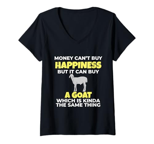 Damen Money Buys Goat Happiness Tierliebhaber auf dem Bauernhof T-Shirt mit V-Ausschnitt Damen Money Buys Goat Happiness Tierliebhaber auf dem Bauernhof T-Shirt mit V-Ausschnitt von Funny Goat Farmer Animal Enthusiast