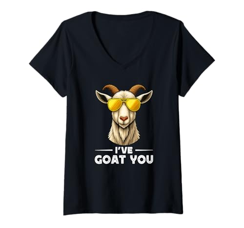 Damen Funny Goat Farming Farmer Joke Goat Pun I've Goat You T-Shirt mit V-Ausschnitt von Funny Goat Farmer Novelty Tops ...