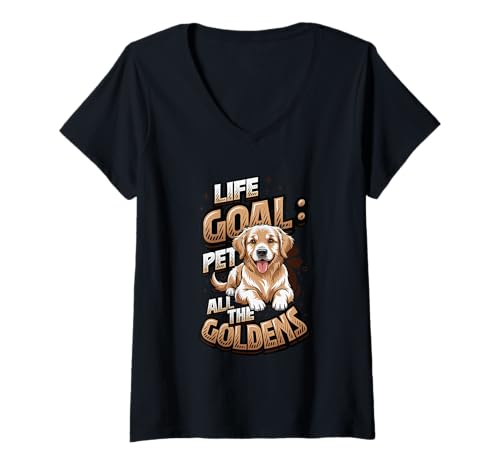 Damen Golden Retriever Lover Life Goal Pet All The Goldens Dog T-Shirt mit V-Ausschnitt Damen Golden Retriever Lover Life Goal Pet All The Goldens Dog T-Shirt mit V-Ausschnitt von Funny Golden Retriever Owner Designs
