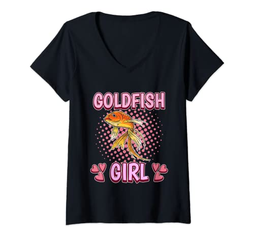Damen Damen Goldfish Girl Mädchen Goldfisch T-Shirt mit V-Ausschnitt von Funny Goldfish Merch Women & Girls