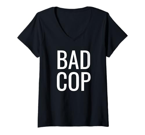Damen Bad Cop T-Shirt mit V-Ausschnitt Damen Bad Cop T-Shirt mit V-Ausschnitt von Funny Good Cop Bad Cop Designs