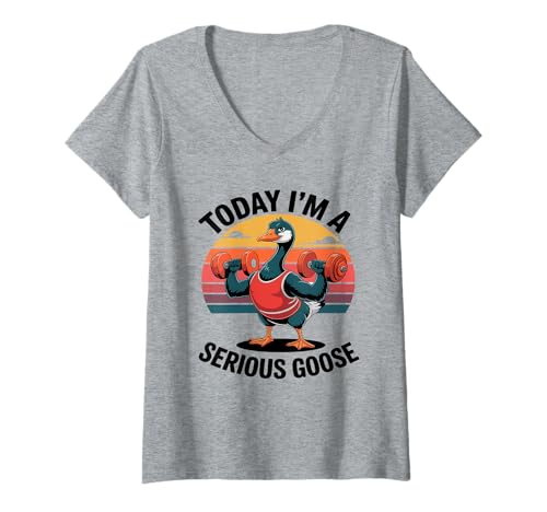 Damen Today I'm A Serious Goose - Lustige Gans T-Shirt mit V-Ausschnitt Damen Today I'm A Serious Goose - Lustige Gans T-Shirt mit V-Ausschnitt von Funny Goose Apparel