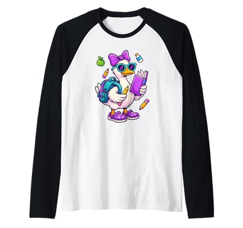Funny Goose Coquette Bow Back to School Teacher Girls Raglan Funny Goose Coquette Bow Back to School Teacher Girls Raglan von Funny Goose First Day Of School