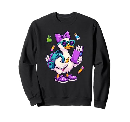 Funny Goose Coquette Bow Back to School Teacher Girls Sweatshirt Funny Goose Coquette Bow Back to School Teacher Girls Sweatshirt von Funny Goose First Day Of School