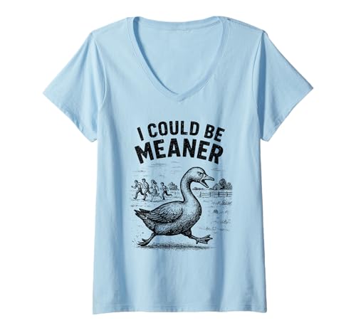 Damen Vintage Gans freches Meme Humor Tier T-Shirt mit V-Ausschnitt Damen Vintage Gans freches Meme Humor Tier T-Shirt mit V-Ausschnitt von Funny Goose Gang Apparel by TheMaesthetics
