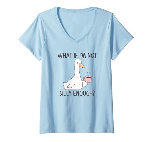 Damen Was ist, wenn ich nicht albern genug bin? Dumme Gans T-Shirt mit V-Ausschnitt Damen Was ist, wenn ich nicht albern genug bin? Dumme Gans T-Shirt mit V-Ausschnitt von Funny Goose Got Too Silly for Kids and Adults