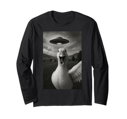 Lustiges Gans-Selfie mit Alien-UFO für Jungen, Männer, Frauen, Kinder Langarmshirt Lustiges Gans-Selfie mit Alien-UFO für Jungen, Männer, Frauen, Kinder Langarmshirt von Funny Goose Selfie Graphic Tees Apparel