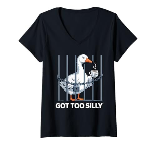 Damen Got Too Dumm Humor-Wortspiel Lustiger Gänseliebhaber T-Shirt mit V-Ausschnitt Damen Got Too Dumm Humor-Wortspiel Lustiger Gänseliebhaber T-Shirt mit V-Ausschnitt von Funny Got Too Silly Goose