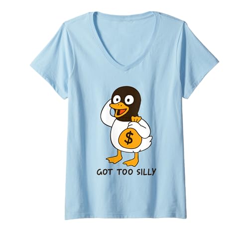 Damen Lustiges Gänseliebhaber-Meme wurde zu albern T-Shirt mit V-Ausschnitt Damen Lustiges Gänseliebhaber-Meme wurde zu albern T-Shirt mit V-Ausschnitt von Funny Got Too Silly Meme