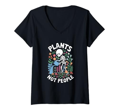 Damen Pflanzen Statt Menschen Lustige Goth-Pflanzen T-Shirt mit V-Ausschnitt Damen Pflanzen Statt Menschen Lustige Goth-Pflanzen T-Shirt mit V-Ausschnitt von Funny Goth Plant Lover Dark Plant Humor