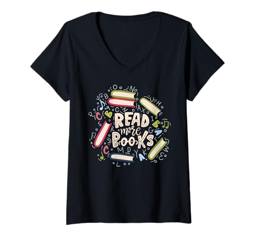 Damen Lesen Sie mehr Bücher Zurück in die Schule Leseermutigung T-Shirt mit V-Ausschnitt Damen Lesen Sie mehr Bücher Zurück in die Schule Leseermutigung T-Shirt mit V-Ausschnitt von Funny Graduation Apparel for Science Lovers