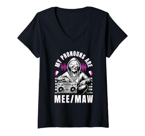 Damen My Pronouns Are Mee Maw Funny Hip Hop Grandma Meme Gifts T-Shirt mit V-Ausschnitt Damen My Pronouns Are Mee Maw Funny Hip Hop Grandma Meme Gifts T-Shirt mit V-Ausschnitt von Funny Grandma Gifts Nana Meemaw Humor Meme