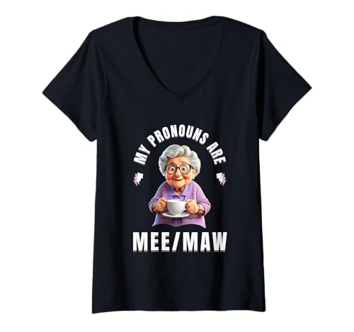 Damen My Pronouns Are Mee Maw Funny Nana Grandma Meme Gifts T-Shirt mit V-Ausschnitt Damen My Pronouns Are Mee Maw Funny Nana Grandma Meme Gifts T-Shirt mit V-Ausschnitt von Funny Grandma Gifts Nana Meemaw Humor Meme