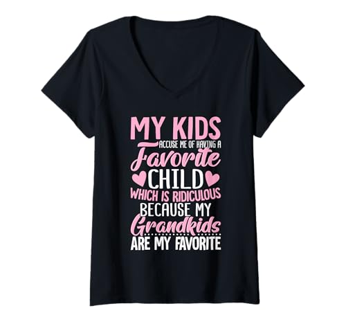 Damen Meine Kinder beschuldigen Mich, EIN Lieblingskind zu haben, Enkelkinder, lustig T-Shirt mit V-Ausschnitt Damen Meine Kinder beschuldigen Mich, EIN Lieblingskind zu haben, Enkelkinder, lustig T-Shirt mit V-Ausschnitt von Funny Grandma Tees for Women Mothers day